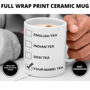 Funny Desi Eid Gift - Personalised Name Check Box Tea Mug