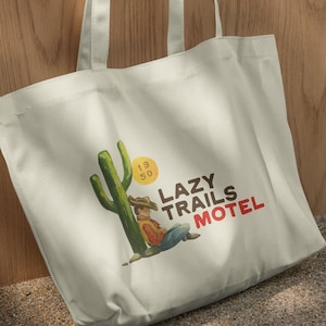 Bolsa de lona Western Motel, sacola ocidental, sacola de cowboy, sacola de deserto, sacola de cowboy, sacola ocidental, sacola de cacto