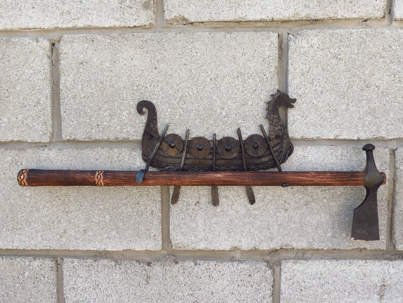 Offer Viking Axe Drekar wall mount holder Hand Etsy
