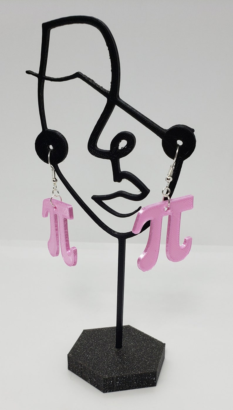 Pi symbol earrings 3d printed with silk plastic