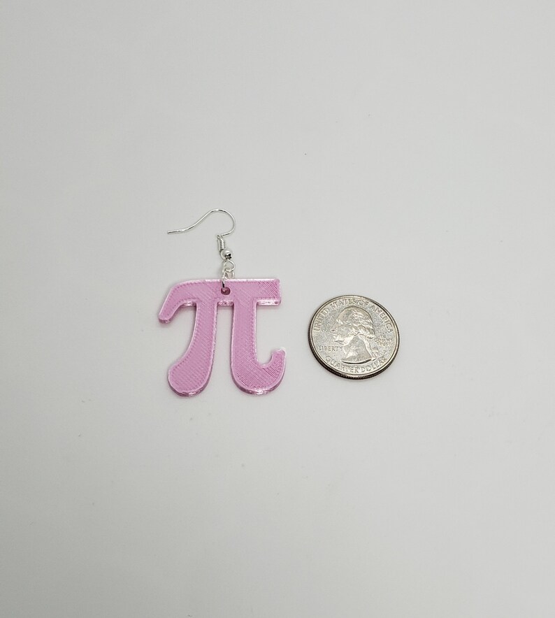 Pi symbol earrings 3d printed with silk plastic