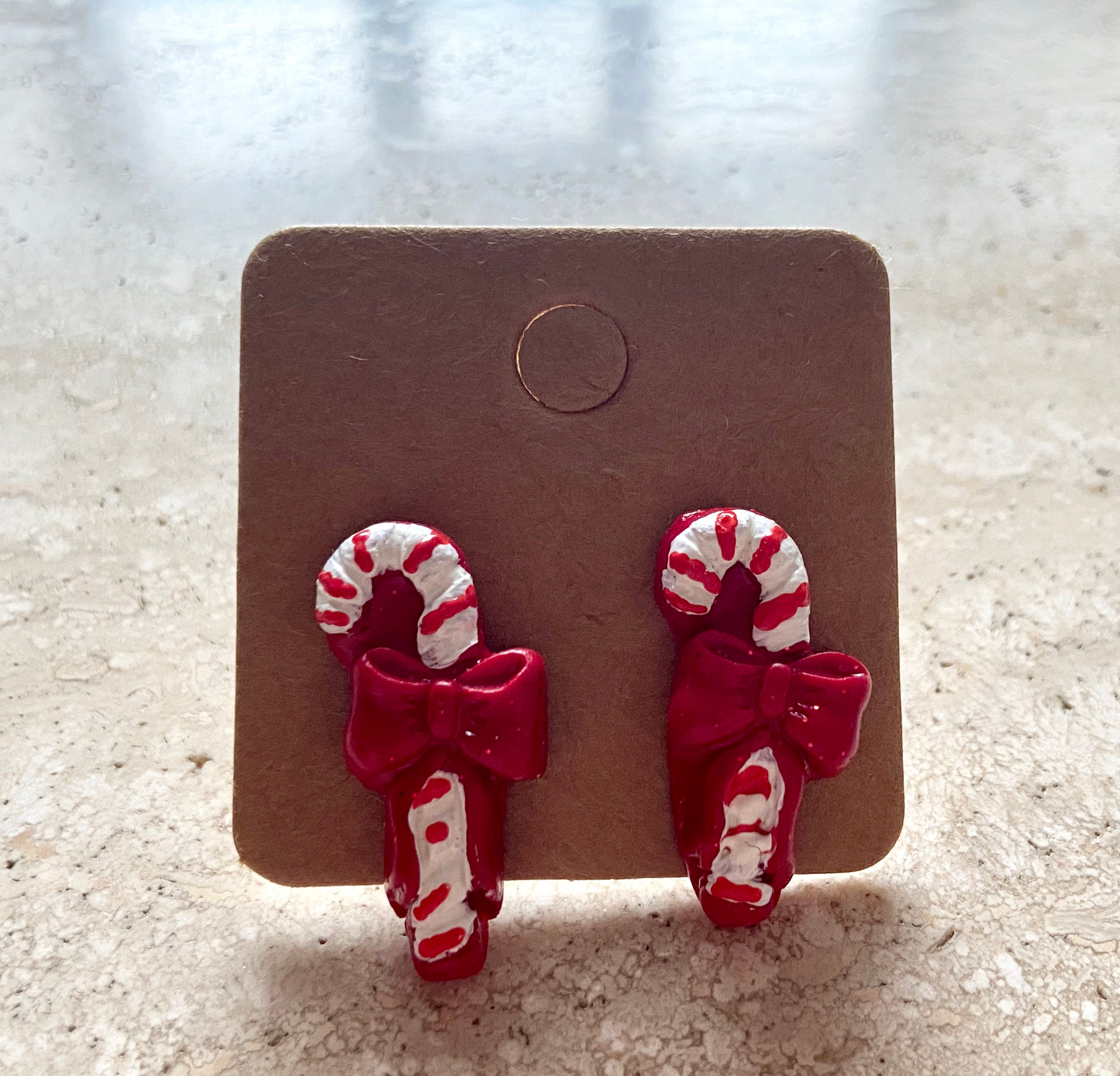 Candy Cane Stud Earrings / Christmas Earrings / Christmas Etsy