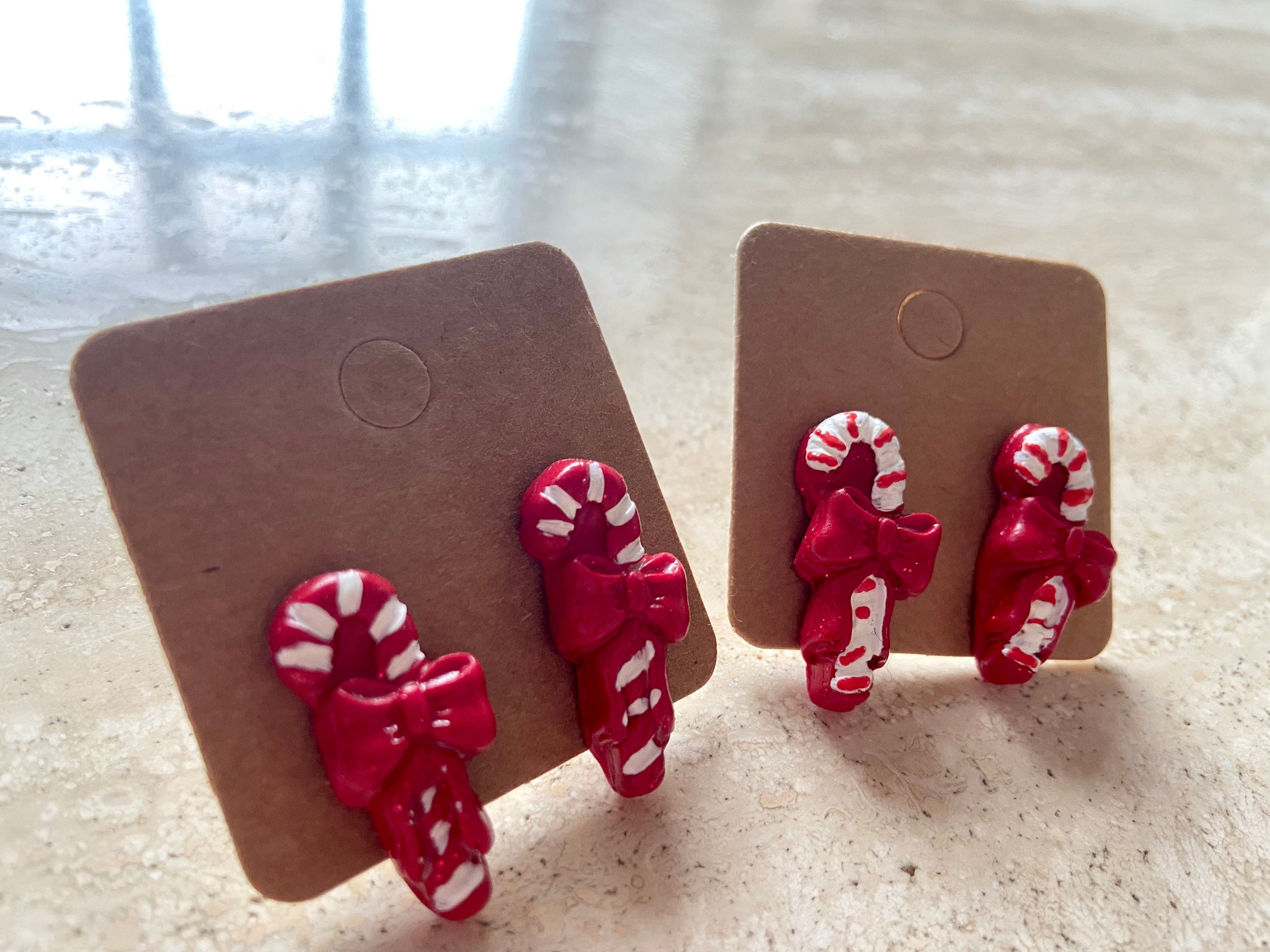 Candy Cane Stud Earrings / Christmas Earrings / Christmas Etsy