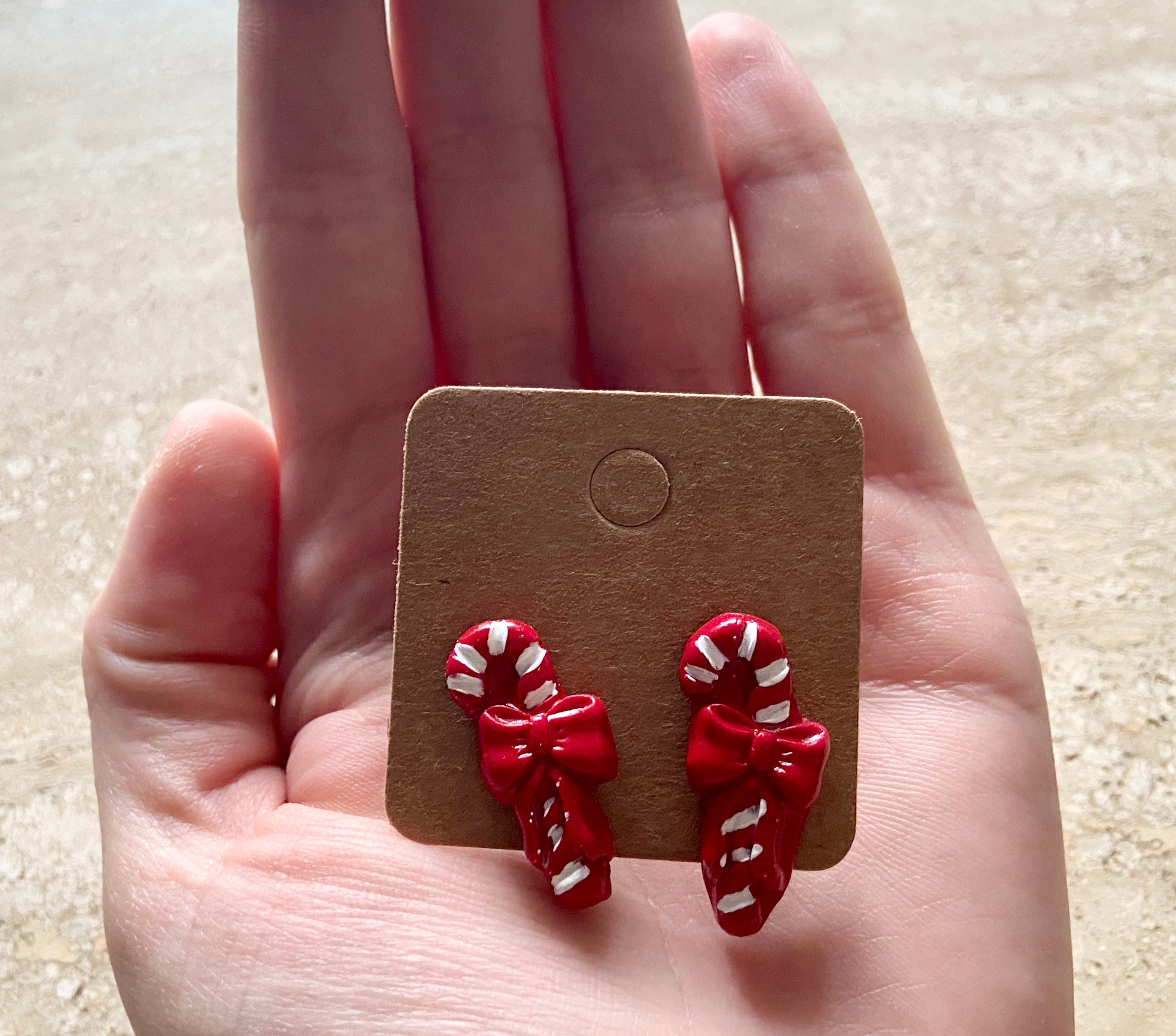 Candy Cane Stud Earrings / Christmas Earrings / Christmas Etsy