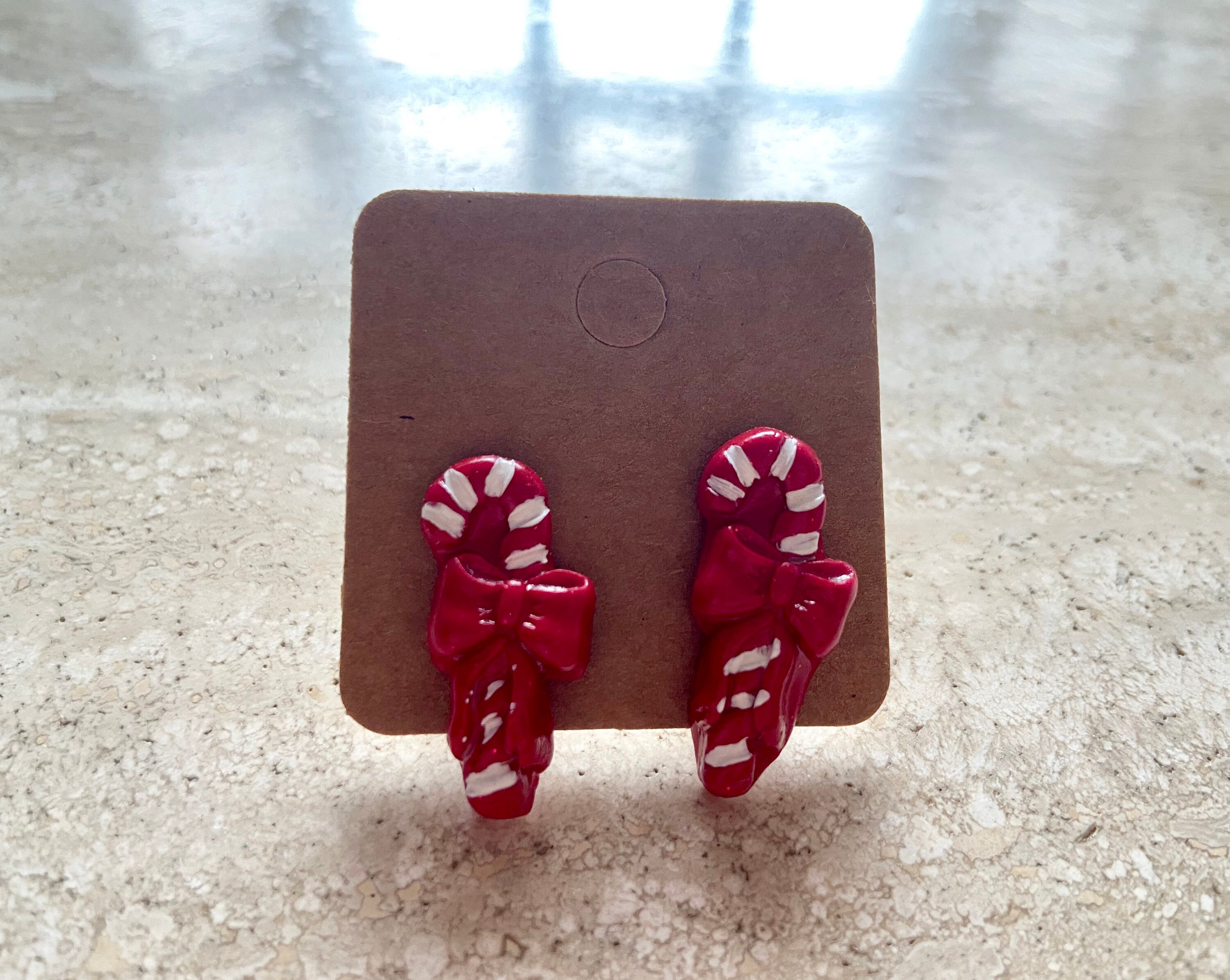 Candy Cane Stud Earrings / Christmas Earrings / Christmas Etsy