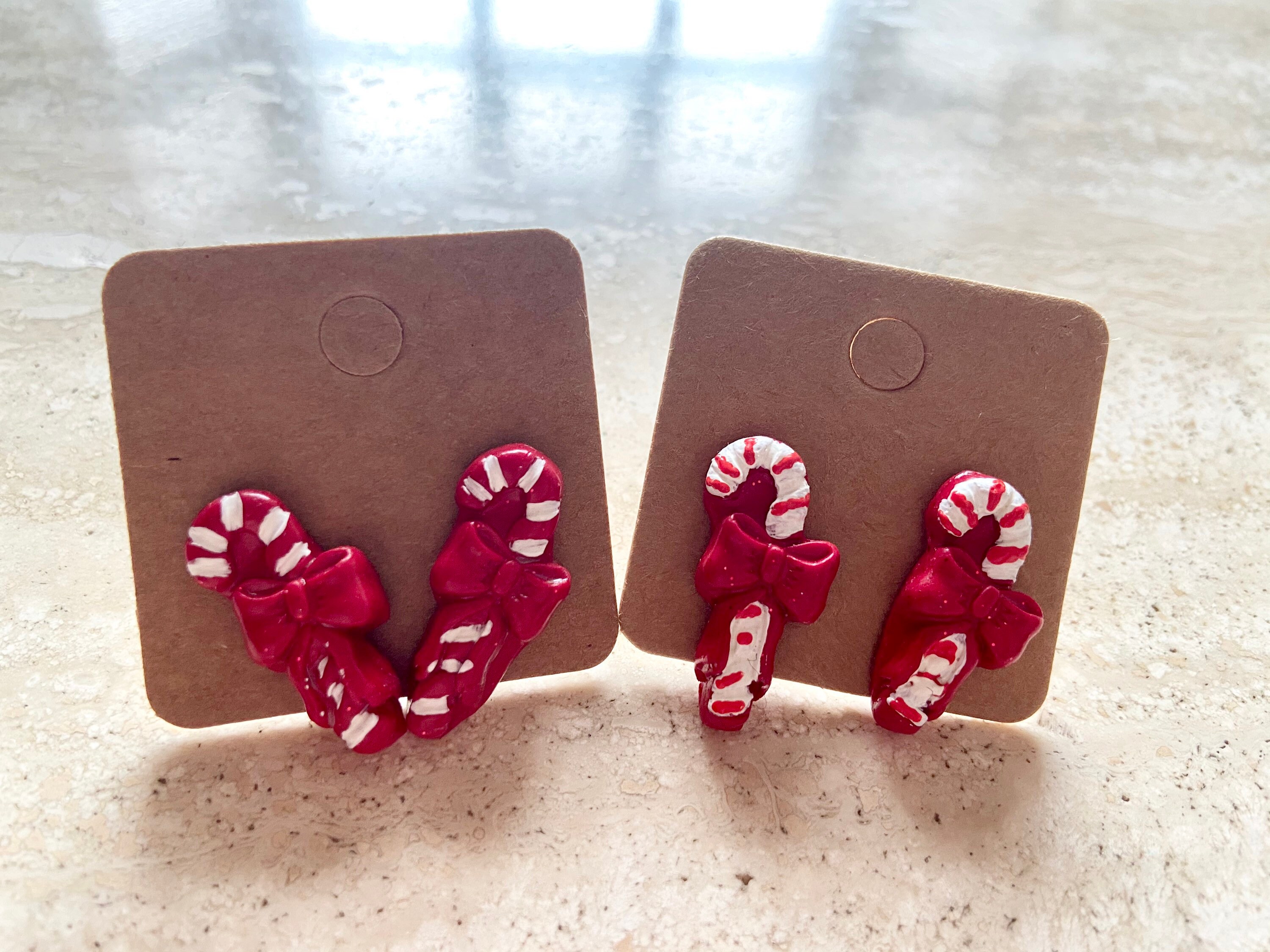 Candy Cane Stud Earrings / Christmas Earrings / Christmas Etsy