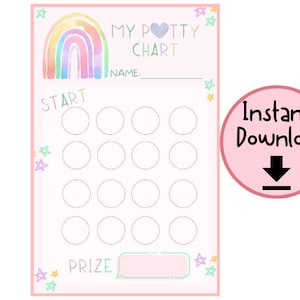 Rainbow Potty Chart Printable, Instant Digital Download, Reward Chart for Toddlers | Toddler Reward Chart | Toddler Potty Chart | Digital