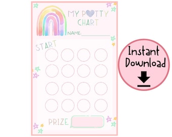 Rainbow Potty Chart Printable, Instant Digital Download, Reward Chart for Toddlers | Toddler Reward Chart | Toddler Potty Chart | Digital