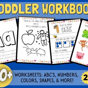 Toddler Activities, Worksheets for Kids, Toddler Learning Activity Book, Worksheets for Toddlers, Toddler Education, Toddler Activity Book,