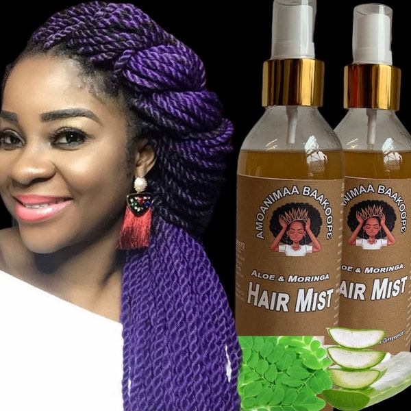 Aloe & Moringa Hair Mist, 8oz, Rosewater, Hair Shedding, Hydrating, Nourishing, Ayurvedic, Green Tea, Beard, Itchy Scalp, Psoriasis