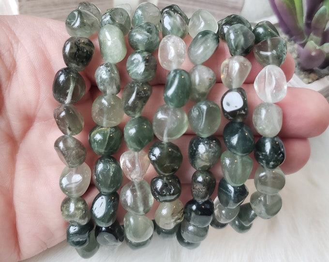 Manifest Abundance Green Rutilated Quartz Nugget Bracelet Small Wrist