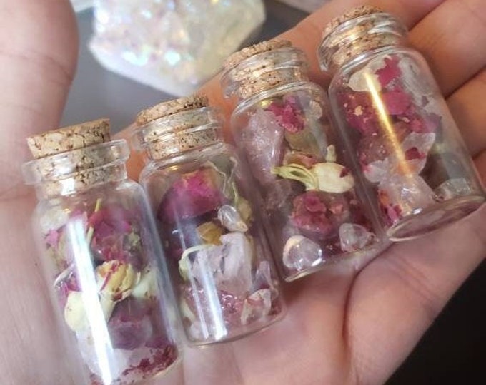 Ruby, Strawberry Quartz, Rose Buds, Jasmine, Copal Intention Jar Spell Jar Love Heart Chakra