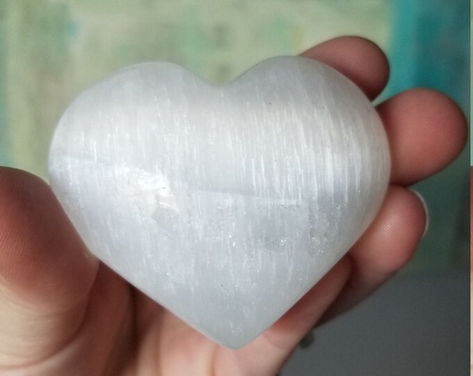 Cleanse and Charge - Selenite Heart - Carved Selenite Crystal Heart