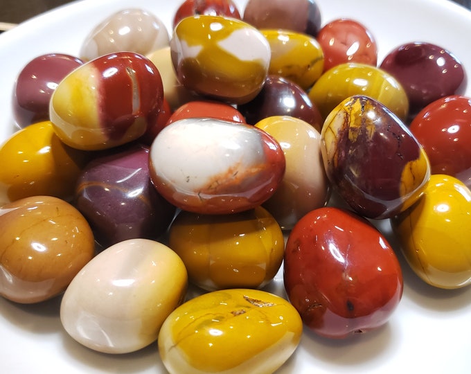 Colorful Mookaite Jasper Tumbled Stones - Set of 3 Colorful Stones