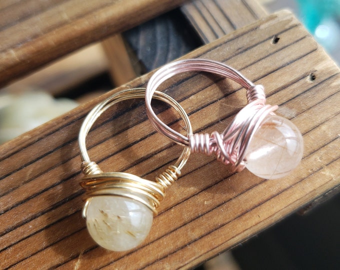 Rutilated Quartz Wire Wrapped Ring