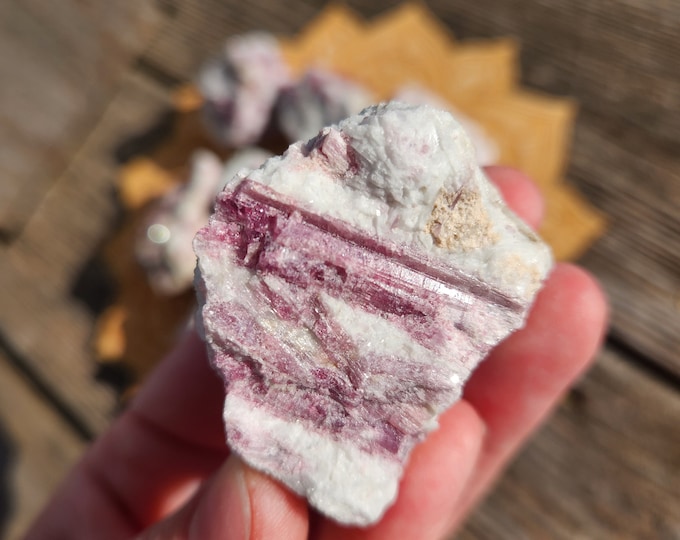 Raw Chunks of Pink Tourmaline - Rough Rose Tourmaline Stone - Pink Tourmaline in Quartz