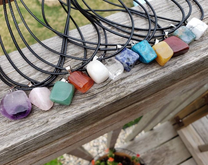 Pick A Stone Crystal Pendant on Black Cord