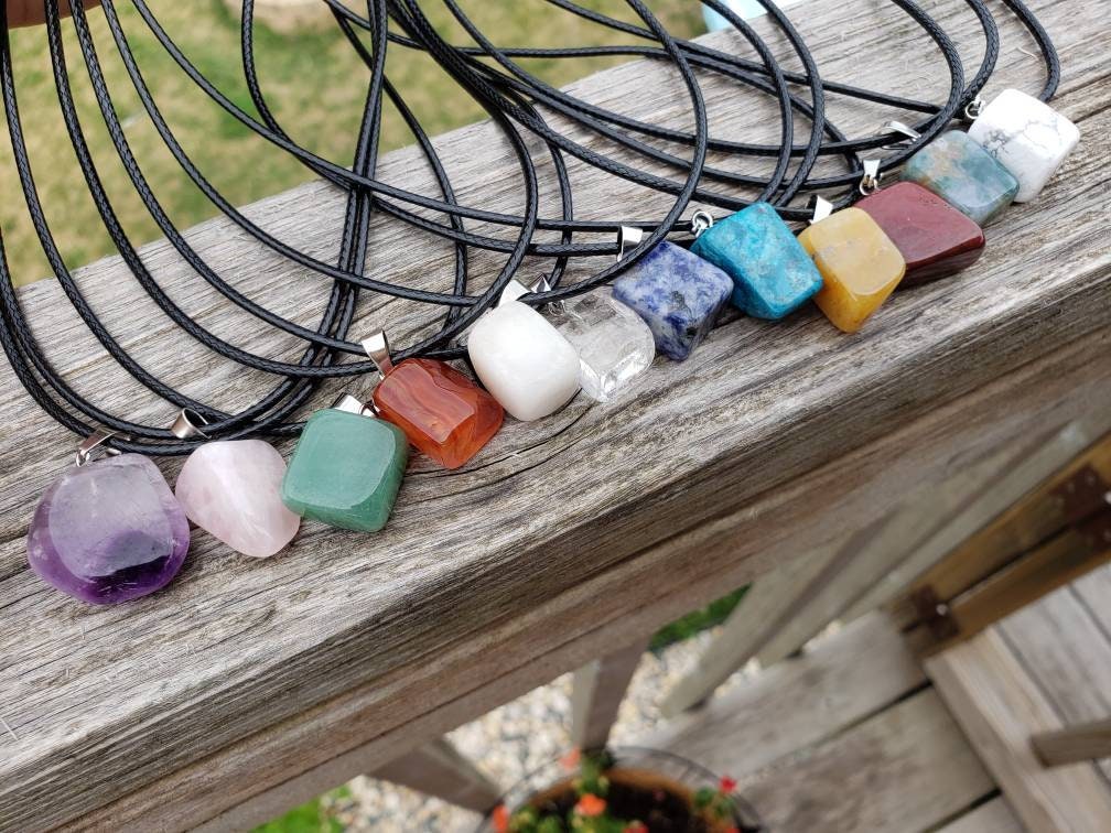 Crystal Healing Necklace - Black Cord – Marie's Jewelry Store