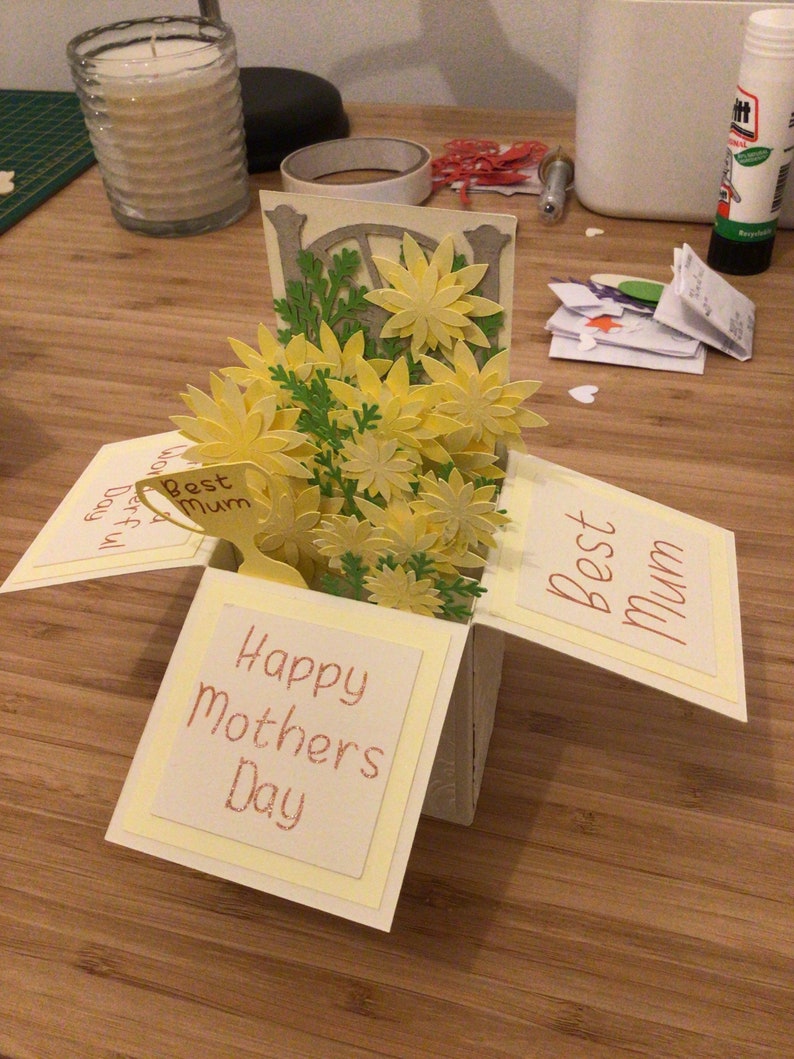 Handmade Box Pop Up Birthday Mothers Day Card