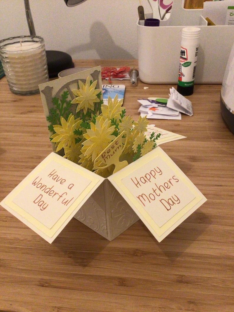 Handmade Box Pop Up Birthday Mothers Day Card