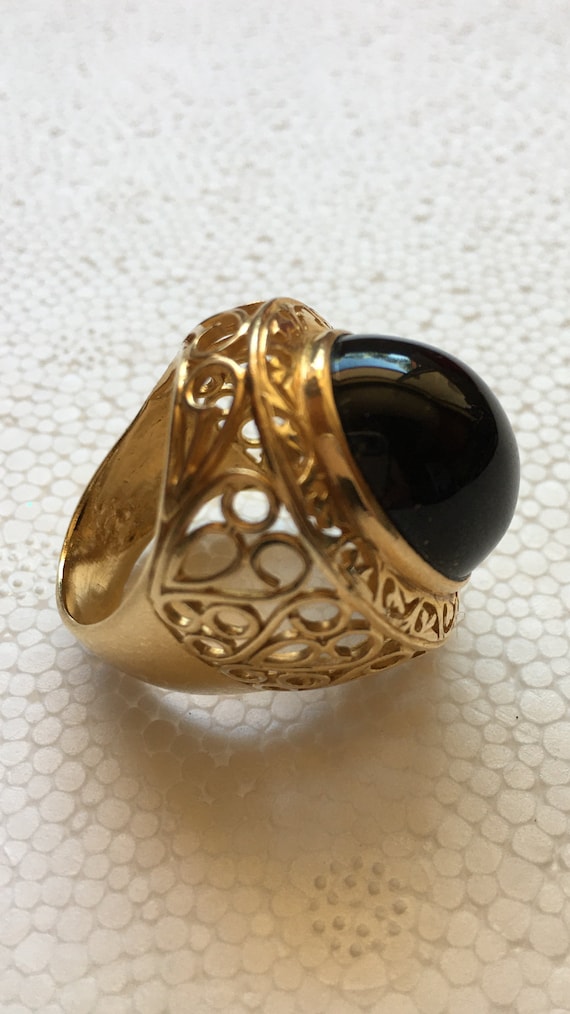 Flashy 14K Gold 585 Marked 585 Onyx Ring Beautiful