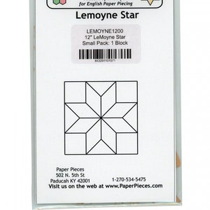 English Paper Piecing Lemoyne Star Papers in pack from Paper Pieces to complete one 12 inch block