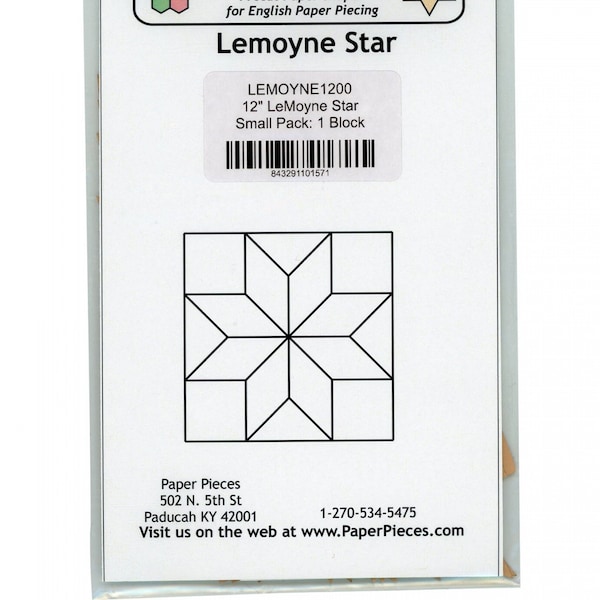 English Paper Piecing Lemoyne Star Papers in pack from Paper Pieces to complete one 12 inch block