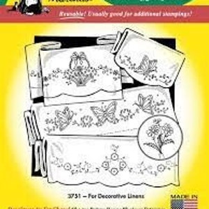 For Decorative Linens Aunt Martha&#39;s #3751 Vintage Embroidery Hot Iron Transfer Pattern