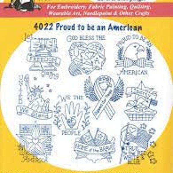 Proud to Be an American Aunt Martha's #4022 Vintage Embroidery Hot Iron Transfer Pattern