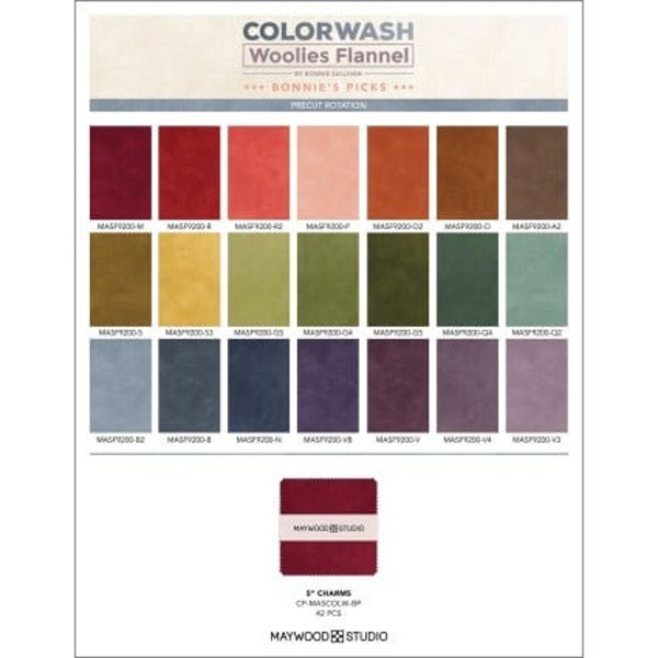 Bonnie's Picks Color Wash Woolies Flannel Charm Pack by Maywood Studios 100% Cotton Flannel