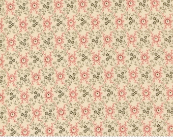 Koszula Lydia's Lace London Grace w kolorze Biscuit Crimson od Betsy Chutchian dla Moda Fabrics. Ciągłe cięcie tkaniny Quilter's Cotton Fabric