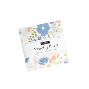Lot de 42 breloques en coton Peachy Keen by Moda pour courtepointe, carrés de 5 x 5 po.