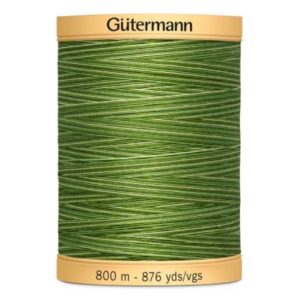 Foliage Green Gutermann Variegated 100% Natural Cotton 50 weight thread , 875 yard spool