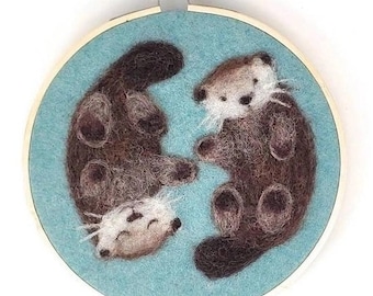 Otters In a Hoop Needle Felting Kit by the Crafty Kit Company