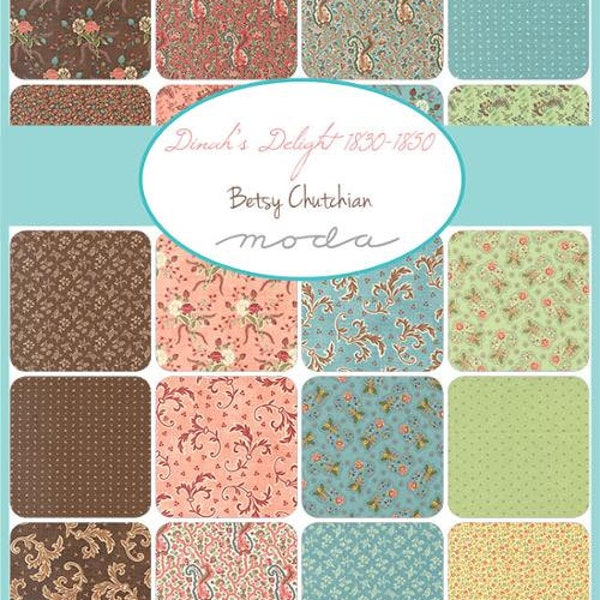 Dinah's Delight 1830-1850 by Betsy Chutchian for Moda Quilter's Cotton Charm Pack of 42 5 x 5 inch squares