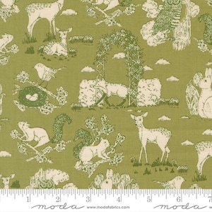 Trädgårdstoile i gräs från My Secret Garden av Stacy Iest Hsu för Moda, kontinuerliga snitt av Quilters bomullstyg