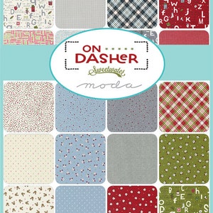 On Dasher by Sweetwater for Moda Fabrics. Quilter&#39;s Cotton Charm Pack of 42 5 x 5 inch squares