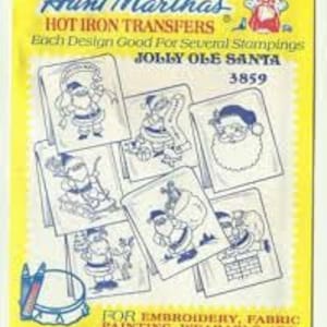 Jolly Ole Santa Aunt Martha&#39;s #3859 Vintage Embroidery Hot Iron Transfer Pattern