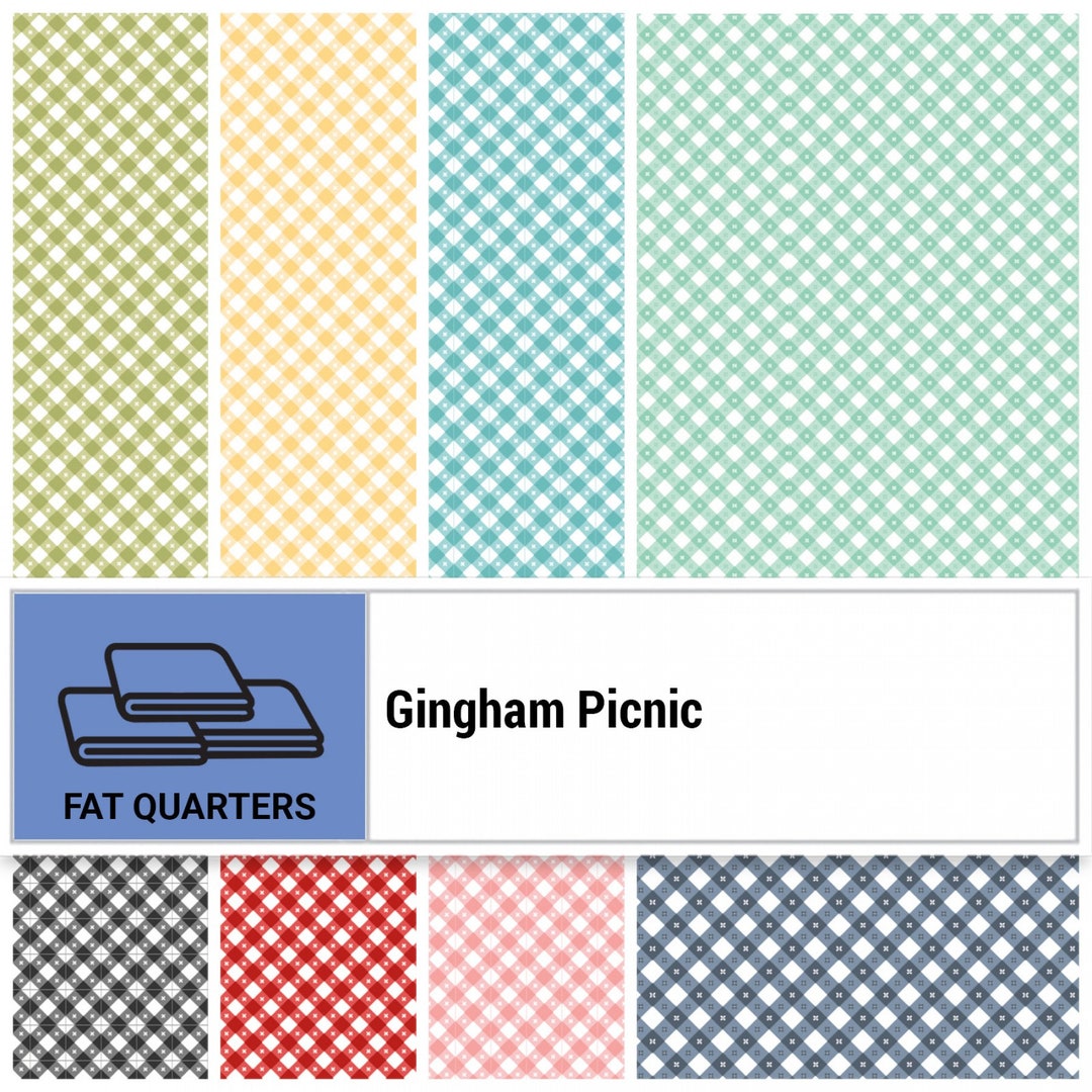 Gingham Picnic by Poppie Cotton Quilter's Cotton Fat Etsy