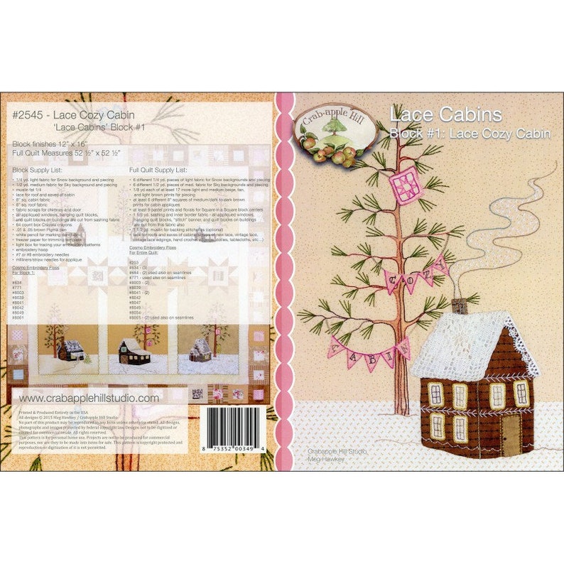 Lace Cabins Quilt Pattern by Meg Hawkey of Crabapple Hill Etsy