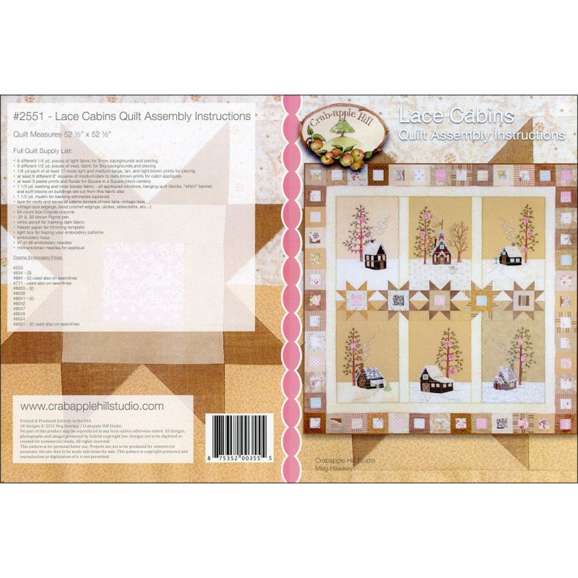 Lace Cabins Quilt Pattern by Meg Hawkey of Crabapple Hill Etsy