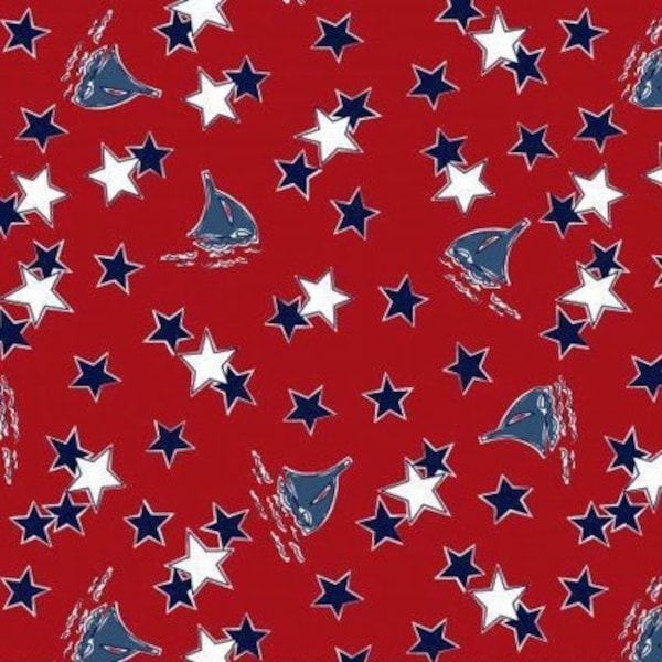 Sailboat print by Springs Creative continuous cuts of Quilter's Cotton Fabric red, white, and blue