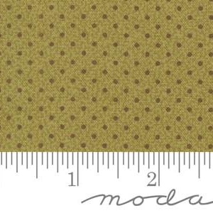 Dot Dot Dots in Basil from Pumpkin Spice Gatherings by Primitive Gatherings for Moda. Continuous cuts of Quilter's Cotton Fabric