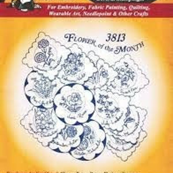 Flowers of the Month Aunt Martha's #3813 Vintage Embroidery Hot Iron Transfer Pattern