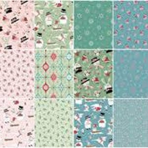 K&ouml;nnte beinhalten: Eine Sammlung von Stoffmustern mit verschiedenen Designs. Die Muster umfassen Glitzer, Schneem&auml;nner, geometrische Formen und florale Motive. Die Farben reichen von Rosa und Rot bis Gr&uuml;n und Blau, passend f&uuml;r weihnachtliche Bastelarbeiten.