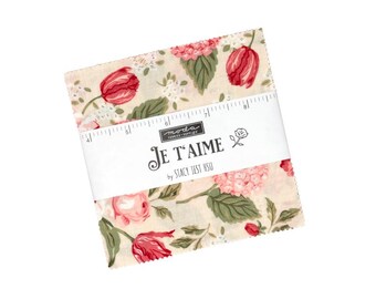 Je T'aime by Stacy Iest Hsu for Moda Fabrics. Quilter's Cotton Charm Pack of 42 5 inch squares