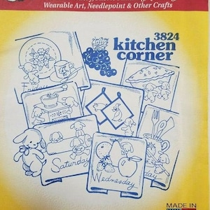 Kitchen Corner Aunt Martha's #3824 Vintage Embroidery Hot Iron Transfer ...