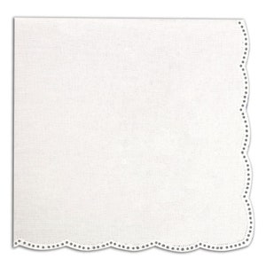 White Cotton Curved Edge Hanky hemstitched with holes for attaching Tatted or crocheted edging