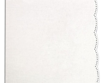 White Cotton Curved Edge Hanky hemstitched with holes for attaching Tatted or crocheted edging