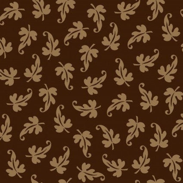 Ruby Scroll Leaf in Espresso by Maywood Studio designed by Bonnie Sullivan continuous cuts of Quilter's Cotton Fabric